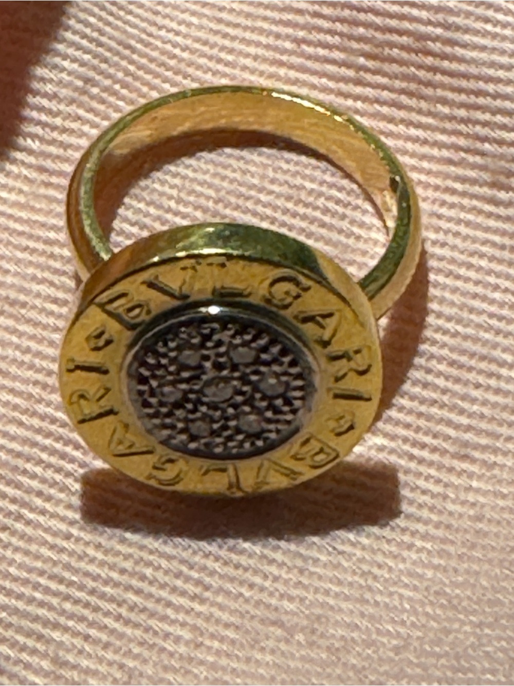 Bulgari Gold-Tone Medallion Floral Signet Ring